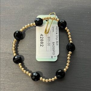 Gold and Black Beaded Bracelet with Elegant Design